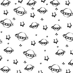background with ufo and stars pattern, vector illustration