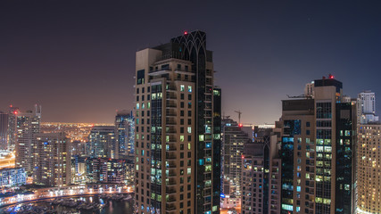 Dubai Marina at night, United Arab Emirates