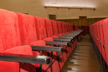 Seats in the cinema. Lots of seats in the hall.