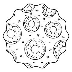 circular frame with donuts pattern over white background, vector illustration
