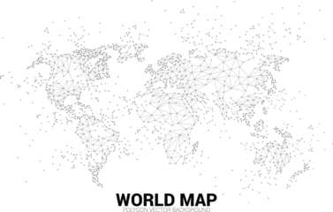 Foto op Plexiglas World map wireframe dot connect line from particle: concept of world connection © Panithan