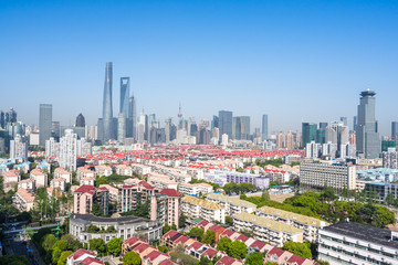 Obraz premium city skyline in shanghai china