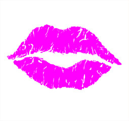 Isolated pink lips on white background. Vector illustration.