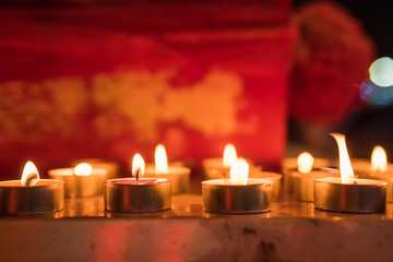 candle light in Chinese temple in Chinese New Year festival