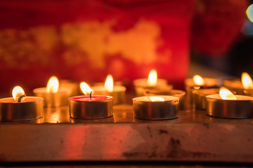 candle light in Chinese temple in Chinese New Year festival