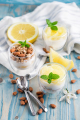 Yogurt with granola and grapefruit
