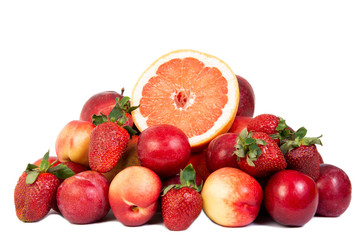 Fototapeta na wymiar Strawberry apple grapefruit fresh fruits