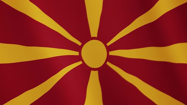 Republic of Macedonia flag waving animation. Full Screen. Symbol of the country.