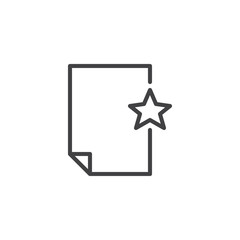 Favorite file document outline icon. linear style sign for mobile concept and web design. Paper doc and star simple line vector icon. Symbol, logo illustration. Pixel perfect vector graphics