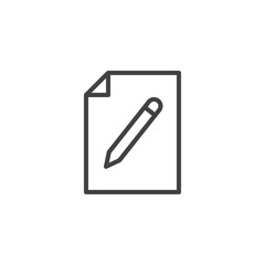 File edit outline icon. linear style sign for mobile concept and web design. Writing paper document simple line vector icon. Symbol, logo illustration. Pixel perfect vector graphics