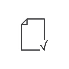 Document check outline icon. linear style sign for mobile concept and web design. File approved simple line vector icon. Symbol, logo illustration. Pixel perfect vector graphics