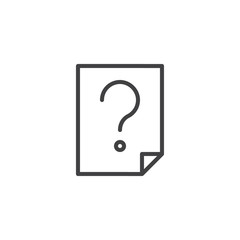 Unknown file format outline icon. linear style sign for mobile concept and web design. Document with a question mark simple line vector icon. Symbol, logo illustration. Pixel perfect vector graphics