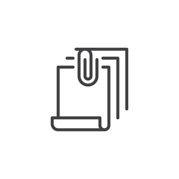 File attach outline icon. linear style sign for mobile concept and web design. Attachment documents with paper clip simple line vector icon. Symbol, logo illustration. Pixel perfect vector graphics