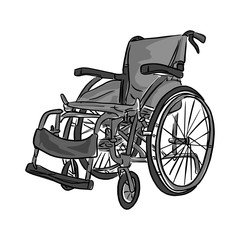 Fototapeta na wymiar black and white wheelchair vector illustration sketch doodle hand drawn with black lines isolated on white background