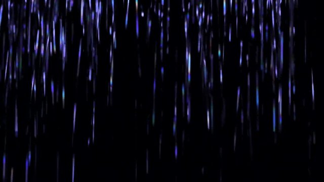 Purple glitter rain fall down on black background. Footage or video for intro or outro design in hi resolution 4k 3840x2160. Footage in modern or technology style. Abstract light background