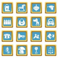 Kindergarten icons set sapphirine square vector