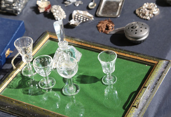 old objec in stand at the flea market