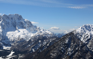 winter landscape with the spectacular panorama of the mountains