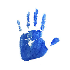 Hand Print Color on White Background