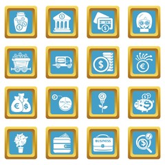 Business icons set sapphirine square vector