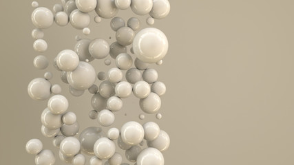 White spheres of random size on white background
