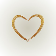 Gold Heart . Grunge stamps. Love shape for your design.