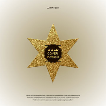 Gold Star logo. Golden shiny sign. Luxury badge