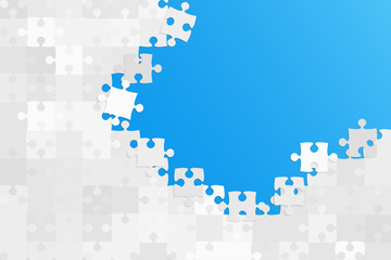 Blue Background Puzzle. Jigsaw Puzzle Banner.