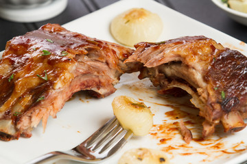 Barbecue Rib Snack with Cipollini Onions