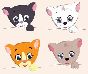cute cat set cartoon. vector illustration
