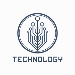 Electronic circuit logo template. Technology symbol.