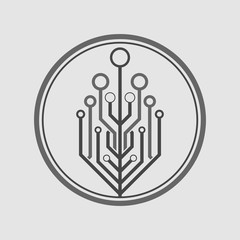 Electronic circuit logo template. Technology symbol.