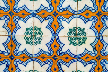 Vintage ceramic tiles wall decoration. Ceramic tiles  background