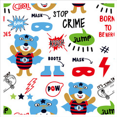 super hero kid t shirt seamless pattern cartoon vector
