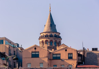 Fototapeta na wymiar View of Galata Tower, a medieval famous landmark