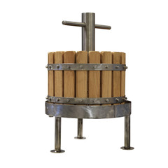 Hand press for pressing grapes.