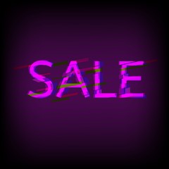 Distorted glitch sale banner with error effect on the edges and in text