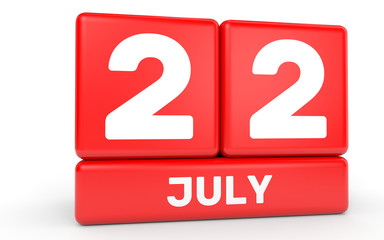 July 22. Calendar on white background.