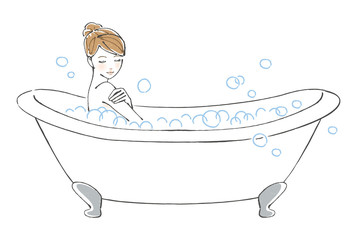女性 入浴 全身