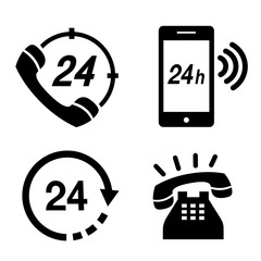 Icon Phone 24 hours Operator Service Simple Telephone Communication Vector illustration
