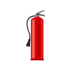 Powder fire extinguisher. Flat vector illustration for poster about safety and fire protection. Flame prevention tool