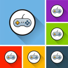 video game icons with long shadow