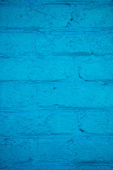 blue brick wall background. Texture of painted brick.