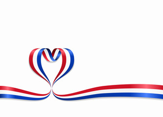 Dutch flag heart-shaped ribbon. Vector illustration.