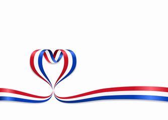 Obraz premium Dutch flag heart-shaped ribbon. Vector illustration.