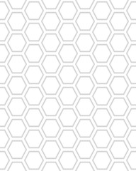 Geometric gray hexagon seamless pattern, vector