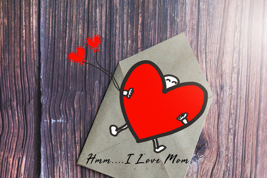 Mother's day gift card with word I Love Mom, greeting card