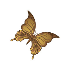 Little butterfly in brown gradient colors. Beautiful flying insect. Flat vector design for wall decor, greeting card, print or poster