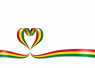 Bolivian flag heart-shaped ribbon. Vector illustration.
