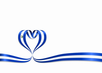 El Salvador flag heart-shaped ribbon. Vector illustration. - obrazy, fototapety, plakaty